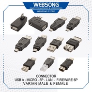 5P Micro Male to Firewire RJ45 USB Male Female OTG Websong USB Connector