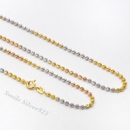 92.5% Pure Silver Necklace Plated With 3 Kings Ball Moon Pattern Size 2.5 mm.