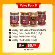 [VALUE PACK] Crispy Pork Lard (100G) + Garlic Chili (110G) + Fried Onion (60G) + Fried Garlic (110G)