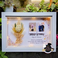 Custom Photo and Greeting Frame Size 34x24x3cm Shatterproof Glass LED Light Suitable for Wall Displa