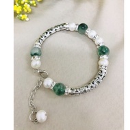 Gelang Tangan Mutiara Air Tawar Asli Mix Batu Burma Jed Agates Readystock