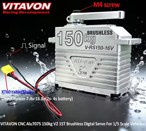 VITAVON 7075 Aluminum Servo150kg15T Brushless Digtal Servo Metal Gear Steering Brushless Servo For R