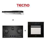 Tecno TH979-3M Slim Hood + T738TRSV 76cm Glass Hob + TBO630 Oven Package Deal