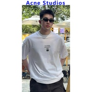 Acne Studios New Style 1996 Letter Print Smiley Face Emoticon Round Neck Loose Short-Sleeved T-Shirt