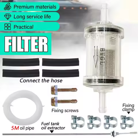 Universal Diesel Fuel Water Separator Filter with 5M Hose Kit for 2-8KW Parking Heater Transparent H