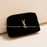 ♥️ Exclusive♥️ YSL / Yves Saint Laurent Beauty VIP gift black velvet makeup pouch with a gold embroi