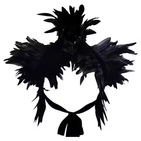 Luxury Party Scarf Feather Fake Collar Shawl with Ribbon Ties Gothic Style Natural Feather Cape Feat