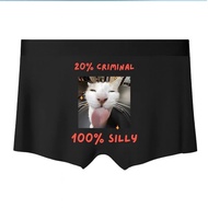 20 Percent Criminal 100 Percent Silly Cat Face Mens Boxer Briefs Funny Animal Print Underwear For Me