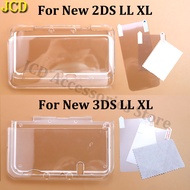 JCD For New 2DS 3DS XL LL Clear Split Shell Transparent Protective Cover Case + LCD Screen Film Scre