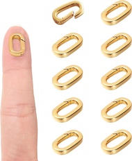 10 Pcs 18K Gold Oval Clasp Spring Claps Connector Necklace Connector Spring Clasps Carabiner Lock Cl