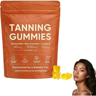 Tanning Gummies with Vitamin C & E, Beta Carotene for  Glow, Vegan Fruity Flavor,  Radiance & Hydrat