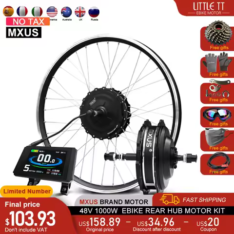 MXUS Electric Bike Conversion Kit 48V 1000W High Speed Rear Wheel Hub Motor 20 24 26 27.5 28 29in 70