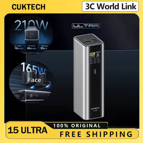 Cuktech 15 Ultra 20000mah Power Bank 210w Max Output 165w Ultra Fast Self-Charging Digital Display P
