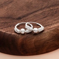 福利捡漏正品万足银9999纯银耳环女款招财旺夫转运珠耳圈简约防过敏送爱人Genuine Silver 9999 Sterling Silver Earrings for Women处 4r7Ub8LM