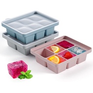 Large Silicone Ice Cube Tray Set of 3, Easy Release 6 Flexible Silicone Ice Cube Molds with Removabl