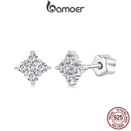 Bamoer 925 Sterling Sliver Earrings Moissanite Four-leaf Clover Design Shining Jewelry Gifts for Wom