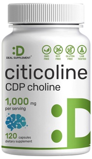 DEAL SUPPLEMENT Citicoline CDP Choline, 1,000mg Per Serving, 120 Capsules – Extra Strength Choline S