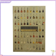 /LO/ Home Decoration Vintage Style Musical Guitar Pattern Picture Kraft Paper Poster