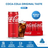 [Bundle of 24] Coca-Cola Coke Original Less Sugar 320ml – Refreshing Can Soft Drink, Cold Beverage