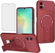 Asuwish Phone Case for Samsung Galaxy A07 4G Magnetic Carbon Fiber Cover with Tempered Glass Screen 