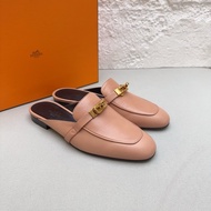 閒置新 未使用 Hermes/愛馬仕kelly龍蝦粉金扣b刻 半拖鞋37碼 配件塵袋 包裝盒