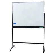 Flexi 90cm x120cm Tempered Glass Whiteboard Magnetic /Black Mobile Stand w/Acc - 4 x X2201 markers a