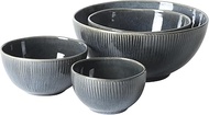 Gibson Elite Sandy Pines 4 Piece Nesting Bowl Set, 4”, 5.5”, 7” & 9” Round Stoneware Bowls, Reactive