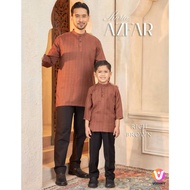 (DEWASA / ADULT) KURTA AZFAR LENGAN 3 SUKU KURTA WINDOWPANE CHECK AYAH & ANAK - RICH BROWN