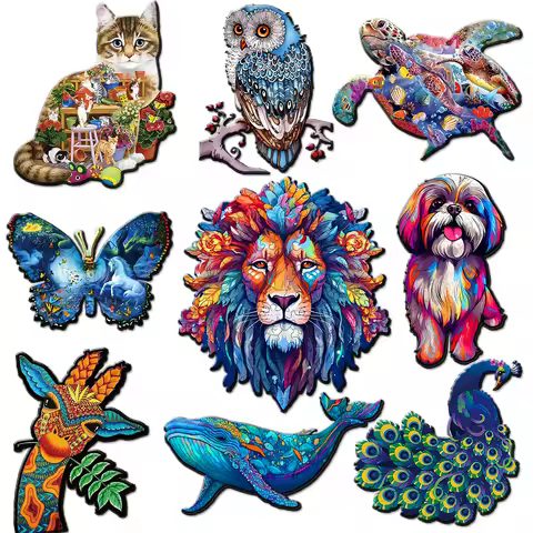 Wooden Jigsaw Puzzles-Wooden Puzzle Adult Unique Shape Advanced Wise Owl Wooden Jigsaw Puzzle for Ad
