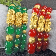 Agate Sand Gold Pixiu Bracelet Red Agate Sand Gold Pixiu Bracelet Green Agate Bracelet