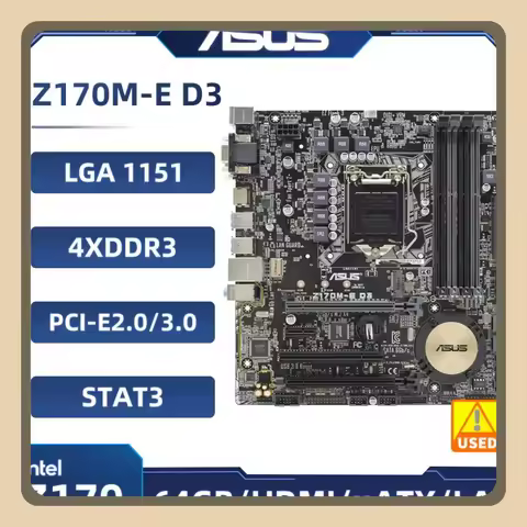 Used ASUS Z170M-E D3 Motherboard Intel Z170 LGA 1151 support Core i3-6100 i5-6500 i5-7600 i7-7700 i3