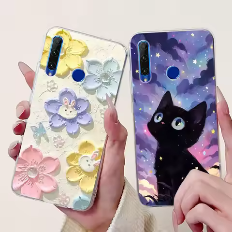 For Honor 10i 10 Lite Honor10 Phone Case Honor10i 10 10Lite HRY-LX1 HRY-LX1T Elegant Floral Cat Prin