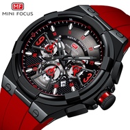 MINI FOCUS Jam Tangan Lelaki Casual Waterproof Quartz Watch Silicone Strap Floating Hollow Style Hol