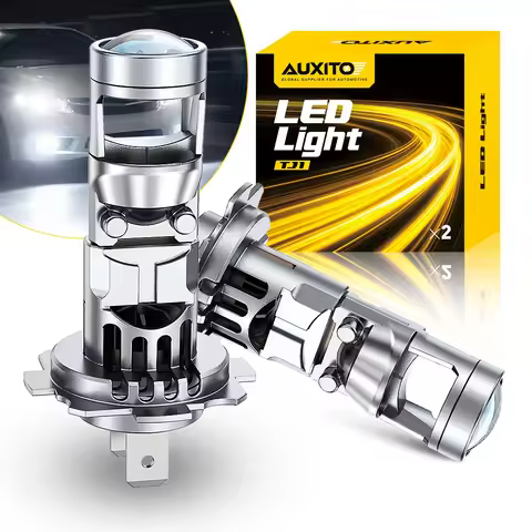 2Pcs AUXITO H7 Projector LED Headlight Canbus No Error 6500k H7 Bi LED 7035CSP Turbo Spotlight with 