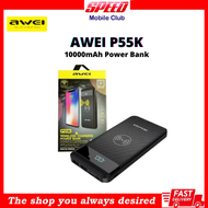 AWEI P55K 10000mAh Wireless Power Bank | Digital Display Wireless charger Portable Powerbank | Brand New