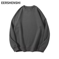 EERSHENSHI | เสื้อมีฮู้ดสำหรับทั้งชายและหญิง,เสื้อมีฮู้ดเสื้อยืดคอกลมสีทึบทรงหลวมไซส์ใหญ่พิเศษ