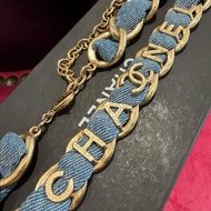 CHANEL 單寧皮穿鏈腰鏈 藍