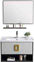 HDZWW Bathroom Sink Cabinet Bathroom Vanity Home Mirror Cabinet Bathroom Cabinet Set Balcony Bathroom Cabinet Ceramic Vanity Washbasin Unit Cabinet (Color : Gray, Size : 48x81x53cm)