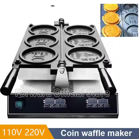 Computer Digital Cheese Coin Waffle Machine 10 Korea Golden Coin Waffle Cheese 1 Cent Cheese Cartoon