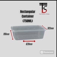 750ML RECTANGULAR PP CONTAINER/50PCS CONTAINER/MICOWAVEABLE/TAKE AWAY