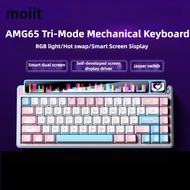 高品质  AMG65 Mechanical Keyboard TFT Screen Wireless 2.4g Bluetooth Three-mode Hot-swap E-sports Game 
