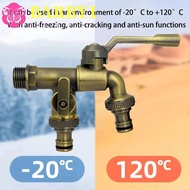 BARRY1 All-copper Faucet, Anti-freezing One Inlet and Two Outlets Outdoor Faucet, Dual Water Outlets