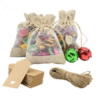 GIOIPC Linen Burlap Sheer Bags with Drawstring and Bonus Gift Tags for for Wedding Birthday Bag,Craf
