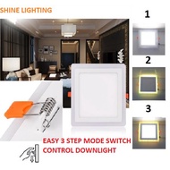 LED RECESSED SLIM TYPE DOWNLIGHT 3 STEPS 12W + 6W