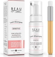 Eyelash Extension Foam Cleanser Shampoo & Brush (150ml) - Sensitive Paraben & Sulfate Free Eyelid/La