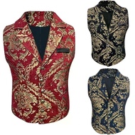 Medieval Royal Court Men's Victorian Vest Gothic Steampunk Sleeveless Single Breasted Embroidery Wai
