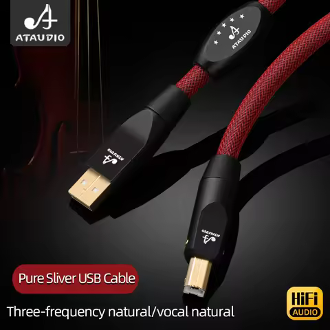 HiFi USB Audio Cable Hi-end Pure Silver USB A to B DAC Decoder Amplifier Audio Signal Line Type C to