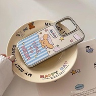 Be Puppy Electroplated Silver Edge Mirror Phone Case For Samsung A15 A17 F15 A25 M15 A16 A55 A53 A56