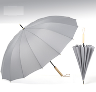 全城熱賣 - 16骨自動長桿傘文藝風直柄晴雨傘（灰色）