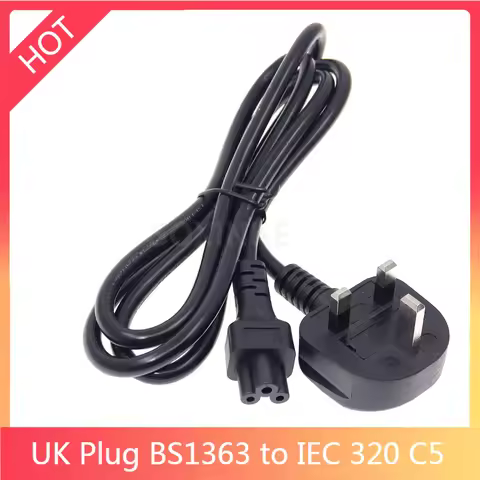UK Plug BS1363 13A 3Pin male to IEC 320 C5 IEC320 Cloverleaf short AC Power cable cord 30CM For Lapt
